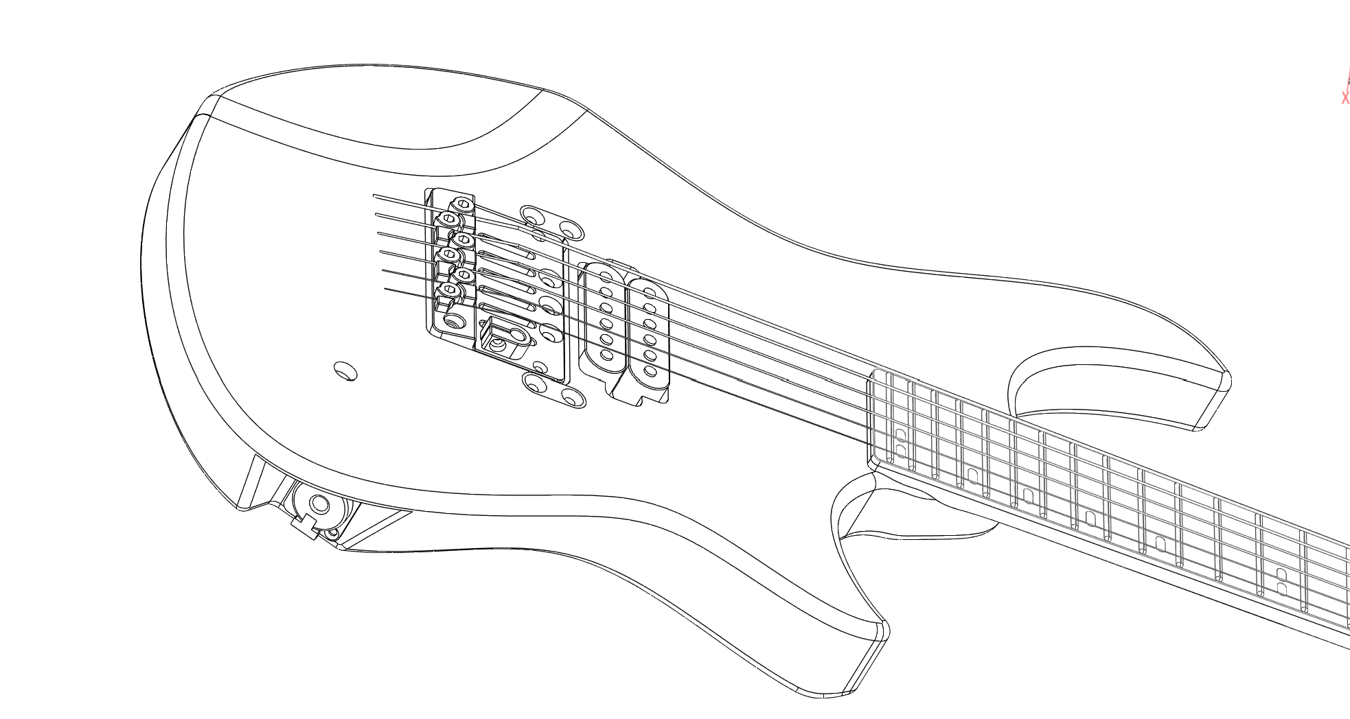 Line drawing of floating bridge and body