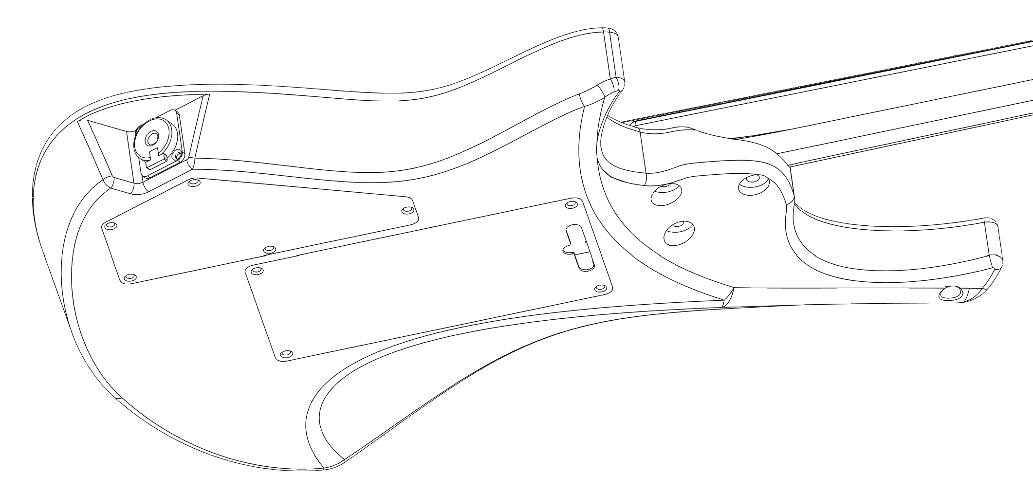 Line drawing of locking jack and back hardware