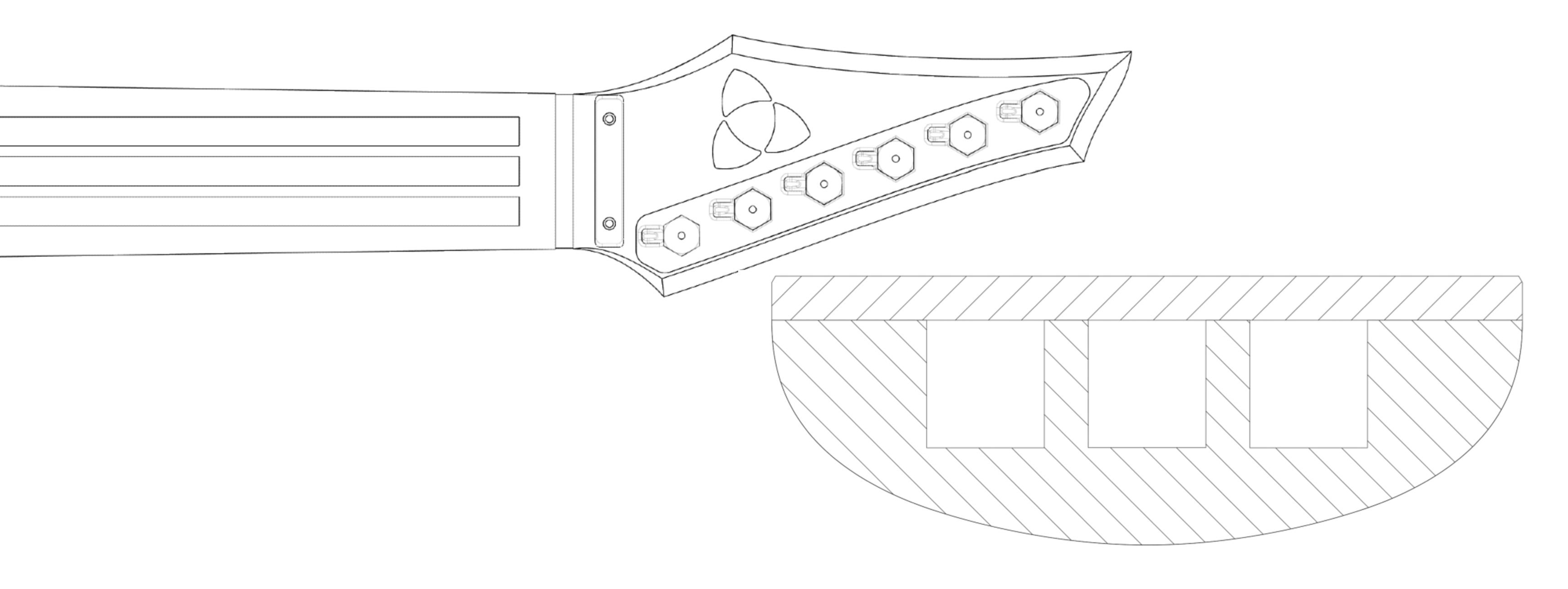 Line drawing of carbon-reinforced neck